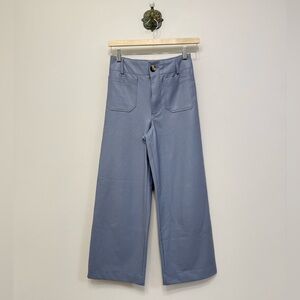 Anthropologie Maeve Blue The Colette Cropped Wide Leg Pant Faux Leather Women 2